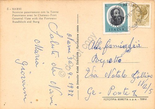 Cartolina Narrni Panorama parziale con Torre 1977 (Terni)