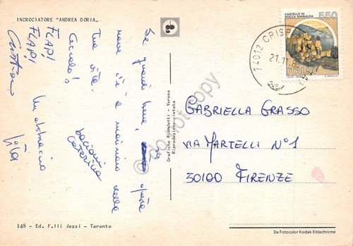 Cartolina Nave Incrociatore Andrea Doria