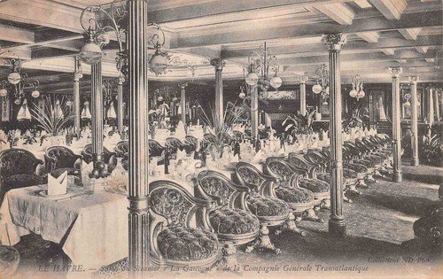 Cartolina Nave La Gascogne Compagnie Generale Transatlantique Salon du Steamer