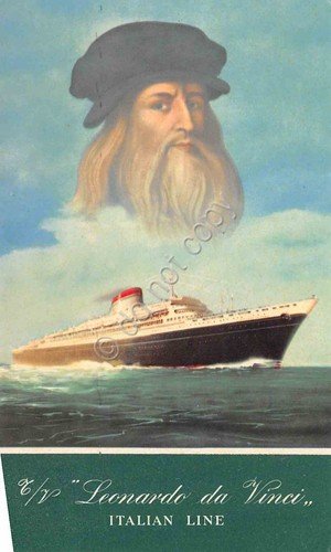 Cartolina Nave Leonardo da Vinci Italian Line express New York …