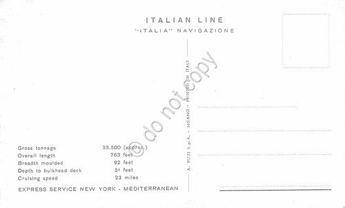 Cartolina Nave Leonardo da Vinci Italian Line express New York …