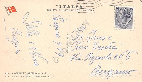 Cartolina Nave Mn Augustus Mn Giulio Cesare Italia Società di … | Immagine Gallery 2
