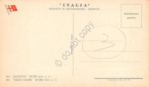 Cartolina Nave Mn Augustus Mn Giulio Cesare Italia Società di …