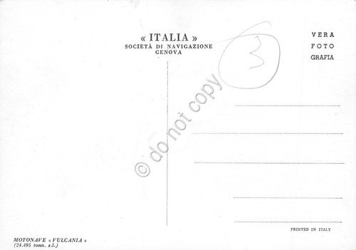 Cartolina Nave Motonave Vulcania danneggiata in alto