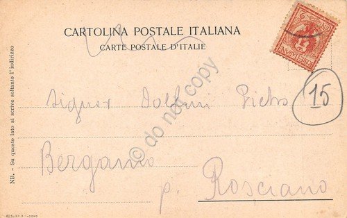 Cartolina Nave nel bacino di carenaggio di Genova primi '900