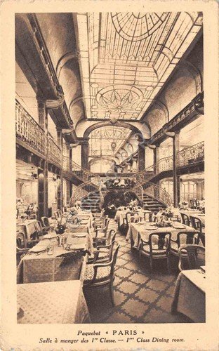 Cartolina Nave Paquebot Paris Salle a manger 1 Classe 1924 | Immagine principale