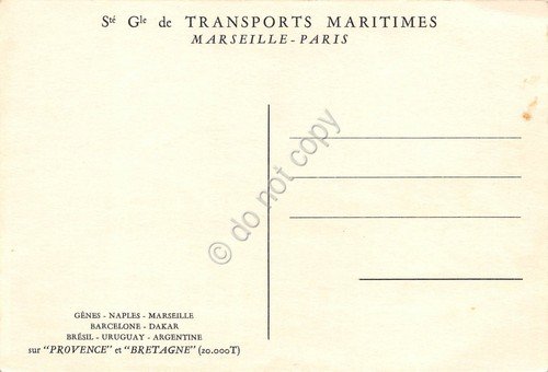 Cartolina Nave Provence et Bretagne Transport Maritimes Marseille Paris | Immagine Gallery 2