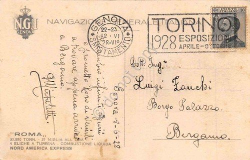 Cartolina Nave Roma Nord America Axpress Timbro targhetta Torino esposizione … | Immagine Gallery 2
