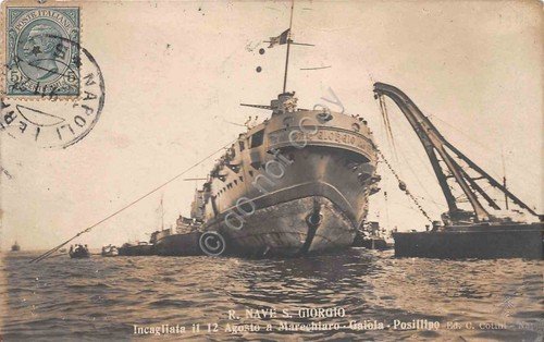 Cartolina Nave San Giorgio Incagliata a Marechiaro Posillipo | Immagine principale