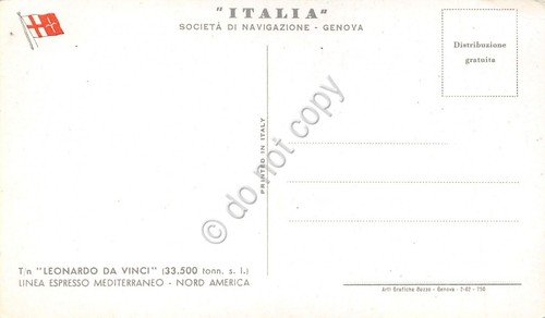 Cartolina Nave T/N Leonardo da Vinci Linea espresso Mediterraneo Nord … | Immagine Gallery 2