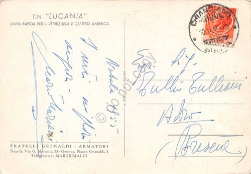 Cartolina Nave T/N Lucania Venezuela Centro America 1955 illustrata | Immagine Gallery 2
