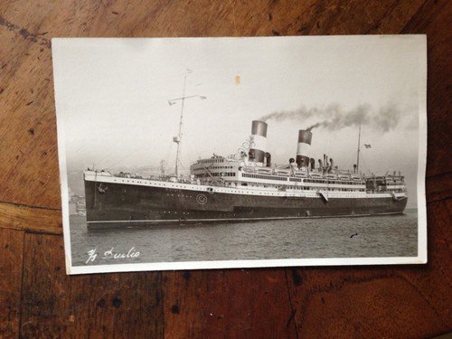 Cartolina nave transatlantico Duilio retro danneggiato piccola macchia | Immagine principale