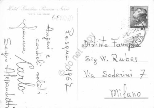 Cartolina Nervi Hotel Giardino Riviera 1967 | Immagine Gallery 2