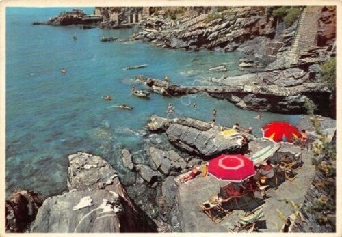 Cartolina Nervi Hotel Giardino Riviera spiaggia sulla roccia
