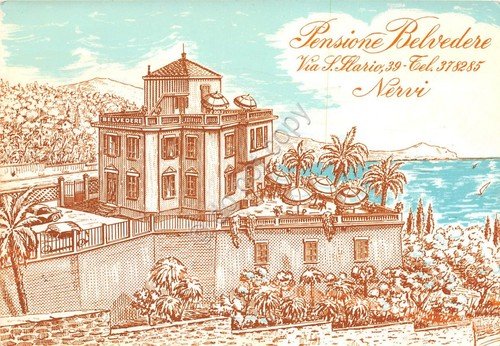 Cartolina Nervi Pensione Belvedere Illustrata | Immagine principale