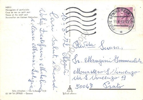 Cartolina Nervi Porticciolo Mareggiata 1972 (Genova)