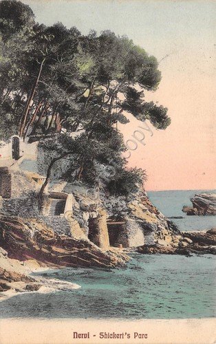 Cartolina Nervi Shickert's Park illustrata 1915