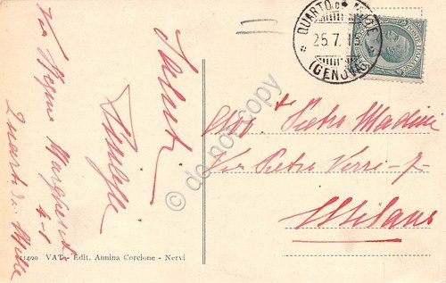 Cartolina Nervi Shickert's Park illustrata 1915