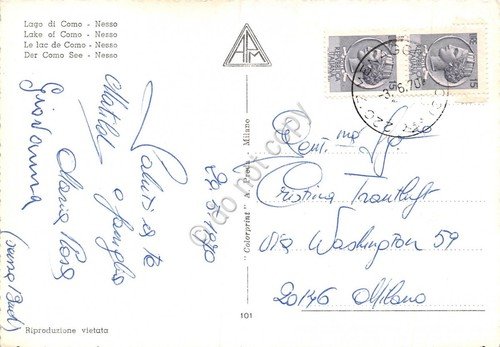 Cartolina Nesso Lago di Como panorama con barca 1970 | Immagine Gallery 2