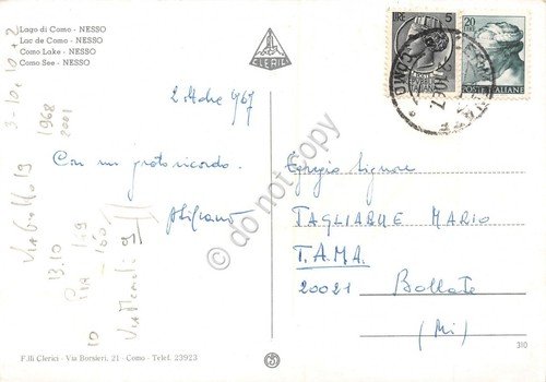 Cartolina Nesso Lago di Como panorama dall'alto motonave 1967 | Immagine Gallery 2