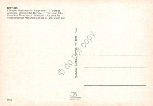 Cartolina Nettuno Cimitero Americano Laghetto