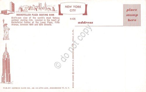 Cartolina New York Rockefeller Plaza Skating Rink vista dall'alto bandiere …