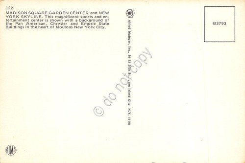 Cartolina New York Skyline Madison Square Garden Pan American Chrysler