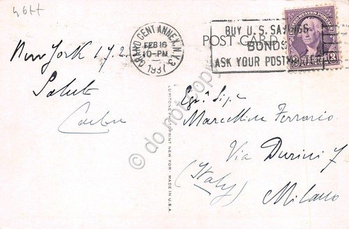 Cartolina New York The Commodore 1937 illustrata | Immagine Gallery 2