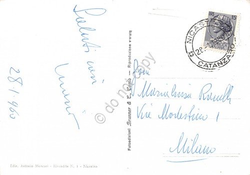 Cartolina Nicastro vedute costumi tradizionali Corso Numistrano 1960 (Catanzaro)