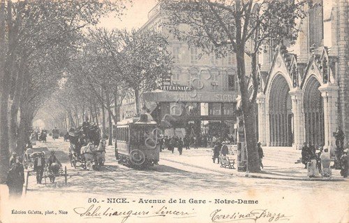 Cartolina Nice Avenue de la Gare Notre Dame animata carrozza … | Immagine principale