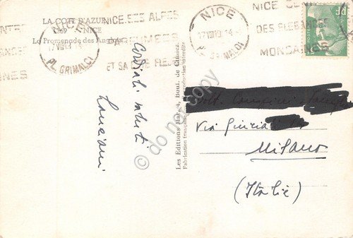 Cartolina Nizza Promenade des Anglais 1949 auto d'epoca | Immagine Gallery 2