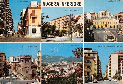 Cartolina Nocera Inferiore vedute Via Roma Piazza Santi e Municipio … | Immagine principale