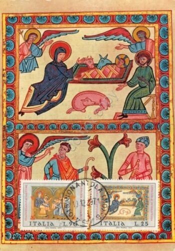 Cartolina Nonantola Abbazia Francobollo frontale 1971 (Modena) | Immagine principale