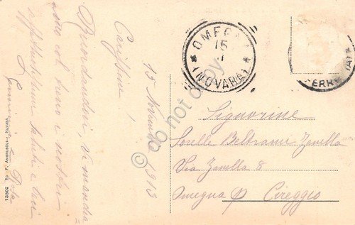 Cartolina Novara Giardini pubblici Viale Stazione 1913