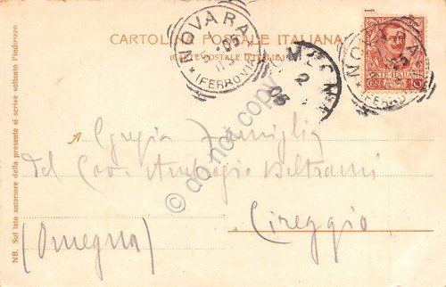 Cartolina Novara Largo Bellini San Gaudenzio animata 1903