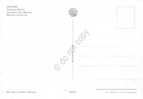 Cartolina Novara Ossario Martiri | Immagine Gallery 2