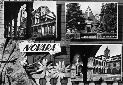 Cartolina Novara Vedute timbro targhetta PT 1966 | Immagine principale