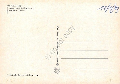 Cartolina Offida Ascoli Piceno Lavorazione del merletto a tombolo offidano