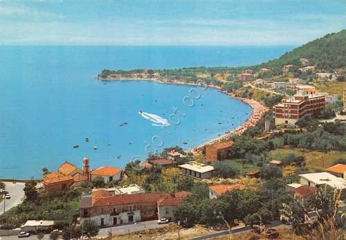 Cartolina Ogliastro Marina panorama case costa spiaggia anni '70