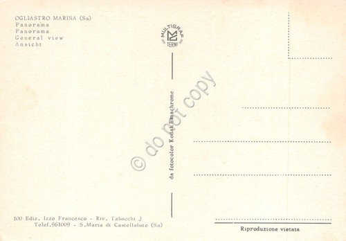 Cartolina Ogliastro Marina panorama case costa spiaggia anni '70