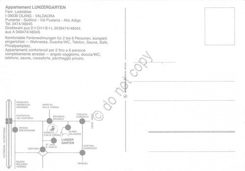 Cartolina Olang Valdaora Appartement Lunzergarten