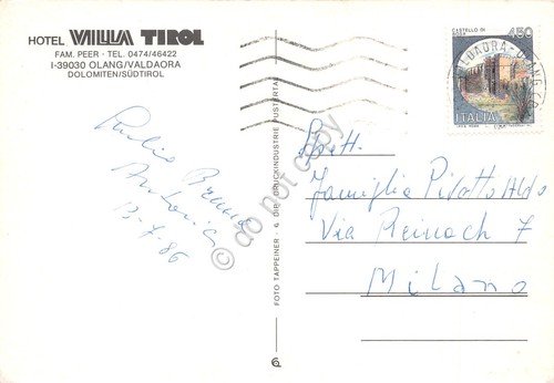 Cartolina Olang Valdaora Hotel Villa Tirol vedute varie 1986 | Immagine Gallery 2