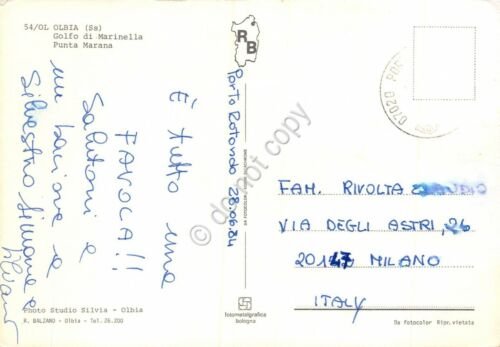 Cartolina Olbia Golfo di Marinella Punta Marana spiaggia animata 1984 …