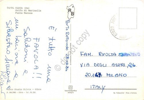 Cartolina Olbia Golfo di Marinella Punta Marana spiaggia animata 1984 …