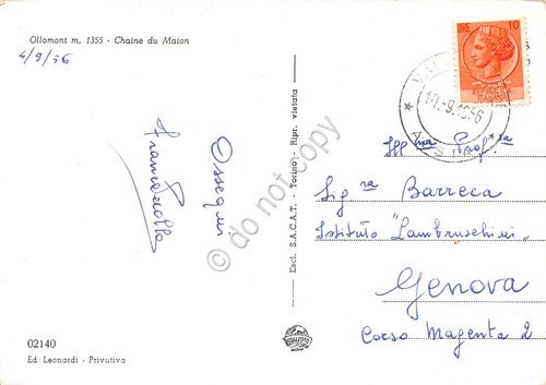 Cartolina Ollomont Catena del Marion 1956 | Immagine Gallery 2