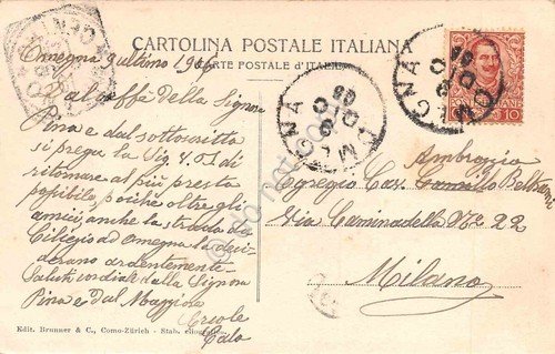 Cartolina Omegna Linea del Sempione Palazzo Pretorio Ponte su Nigoglia …