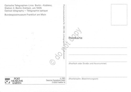 Cartolina Optische Telegraphen Linie Berlin Koblenz timbro filatelico 1983 | Immagine Gallery 2