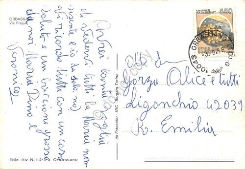 Cartolina Orbassano Via Frejus distributore benzina Shell 1988