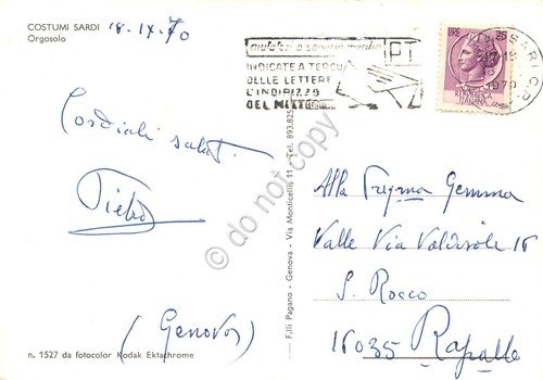Cartolina Orgosolo Sardi femminili timbro targhetta PT 1970 | Immagine Gallery 2