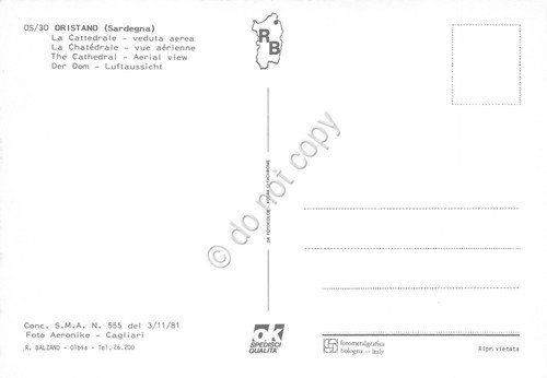 Cartolina Oristano Cattedrale veduta aerea